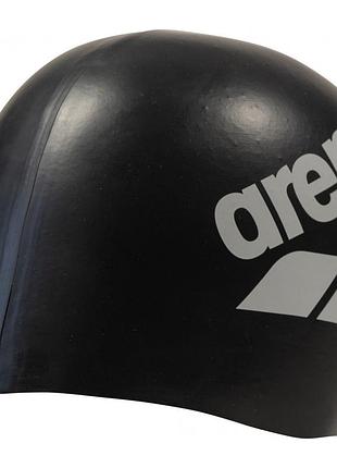 Шапочка для плавания arena big logo cap (009276-206) силикон, для тренировок, соревнований, черный