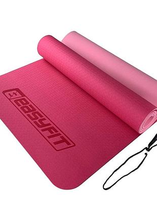 Килимок для йоги та фітнесу easyfit ef-1924-pp, протиковзкий, рожевий, 183×61×0,6 см, tpe