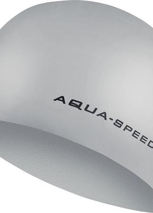 Шапочка для плавання aqua speed 3d, доросла, силіконова, срібляста, універсальний розмір osfm (092-26)