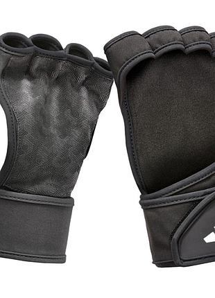 Перчатки для тренировок adidas open back, l (обхват 21.5-23 см), дышащие, черные, для фитнеса и спорта (adgb-15063)