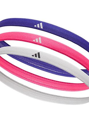Пов’язки на голову adidas hairbands, набір 3 шт, лайкра, біла, рожева, синяя (adac-16199)