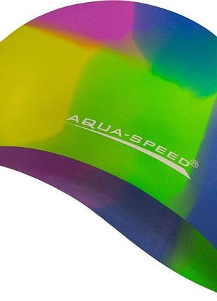 Шапочка для плавания aqua speed bunt, силиконовая, разноцветная, универсальный размер osfm (113-73)