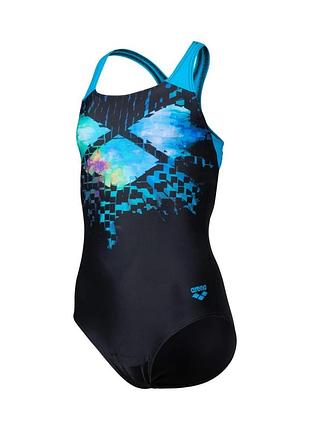 Купальник для девочек arena multi pixels swimsuit swim pro (upf 50+) черно-голубой 128 (006679-580-128)