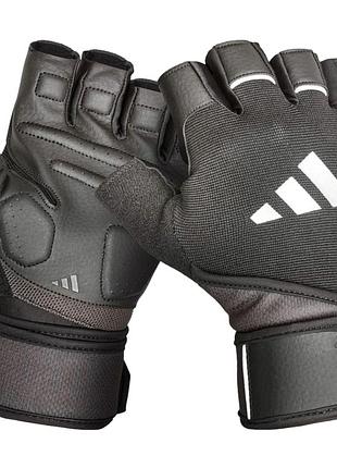 Перчатки для тренировок adidas wrist wrap, xl (обхват 23-24.5 см), дышащие, черные, экокожа, для фитнеса и спорта (adgb-15054)