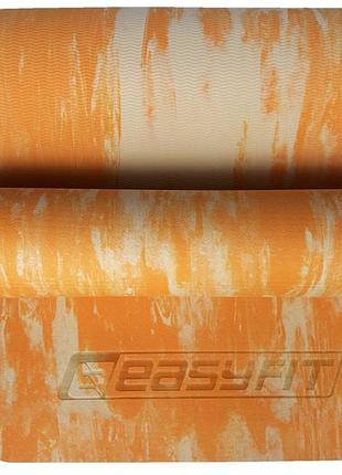 Коврик для йоги и фитнеса easyfit ef-1911-or, антискользящий, оранжевый, 183×61×0.8 см, s-eva