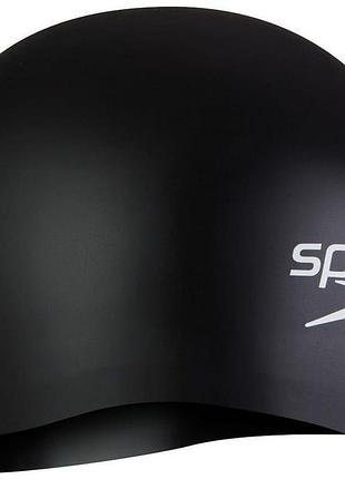 Шапочка для плавання speedo fastskin cap, силіконова, чорна, універсальний розмір osfm (8-0035650001)