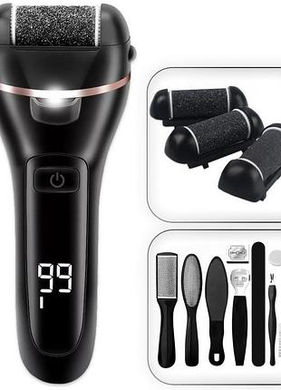Электрическая пемза для пяток easyfit ef-2311 lcd-дисплеем и подсветкой + 10 инструментов для педикюра.