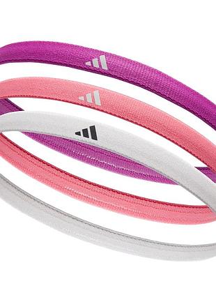 Пов’язки на голову adidas hairbands, набір 3 шт, лайкра, біла, рожева, фіолетова (adac-16198)