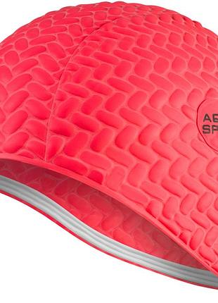 Шапочка для плавания aqua speed bombastic tic-tak, для длинных волос, латексна, красная, универсальный размер osfm (117-31)