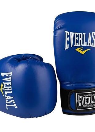 Боксерские перчатки everlast 8 унций для бокса и тренировок pu кожа унисекс синий (ef-0370-8-bl)