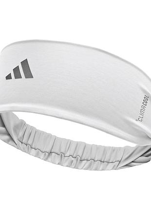 Пов’язка на голову adidas, спортивна, еластична, 7 см, широка конструкція, біла (adac-16400wh)