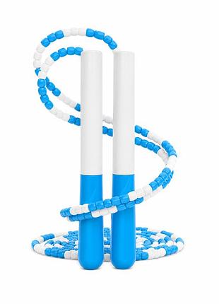 Бісерна скакалка easyfit freerope 2,7 м біло-блакитна для трюків, роуп-скіппінгу та кросфіту (ef-2820-blw)