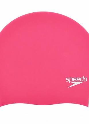 Шапочка для плавання speedo long hair, доросла, для довгого волосся, силіконова, рожева, універсальний розмір osfm (8-06168a064)