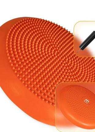 Балансировочная подушка массажная easyfit balance cushion-a 33 см с насосом, для реабилитации до 120 кг оранжевый (ef-1840s-or)