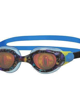 Очки для плавания детские zoggs sea demon junior 6–14 лет антифог uv-защита для бассейна и моря синий (461324.bkblhol)