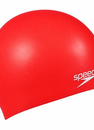 Шапочка для плавання speedo moulded cap, дитяча, силіконова, червона, універсальний розмір osfm (8-709900004)
