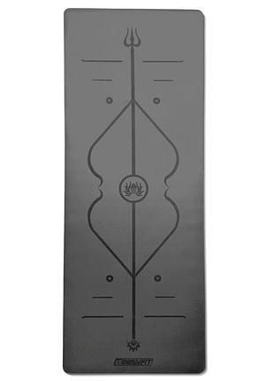 Коврик для йоги и фитнеса easyfit ef-1925-bk, антискользящий, чёрный, 184×68×0,5 см, каучук