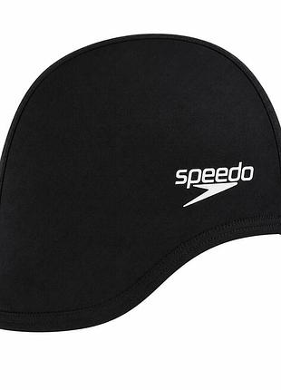 Шапочка для плавання speedo polyester cap, дитяча, з поліестеру, чорна, універсальний розмір osfm (8-710110001)