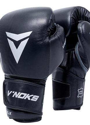 Боксерські рукавиці v`noks futuro tec, чорні, шкіряні, 12 унцій (340г.) для спортсменів 60-80 кг. (60051)