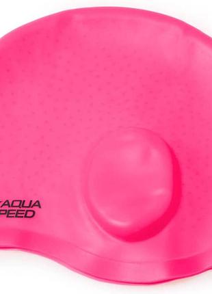 Шапочка для плавання aqua speed ear cap comfort, силіконова, рожева, універсальний розмір osfm (289-03)