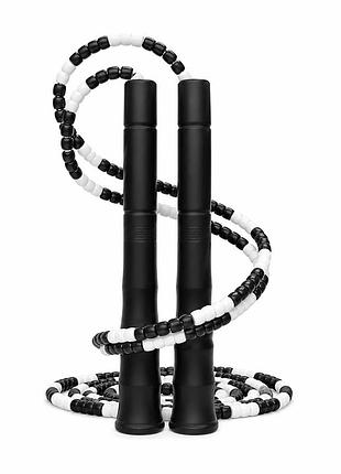 Бісерна скакалка easyfit freerope 2,7 м чорно-біла для трюків, фристайлу та роуп-скіппінгу (ef-2820-bkw)