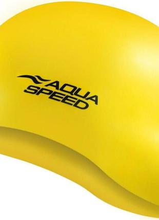 Шапочка для плавання aqua speed mono, силіконова, жовта, універсальний розмір osfm (111-18)