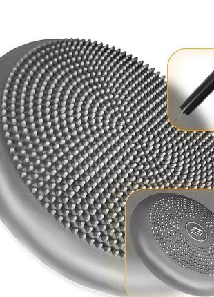 Балансувальна подушка масажна easyfit balance cushion-a 33 см з насосом, реабілітації та постави до 120 кг сірий (ef-1840s-gy)