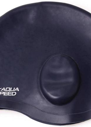 Шапочка для плавання aqua speed ear cap comfort, силіконова, синя, універсальний розмір osfm (289-22)