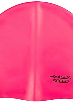 Шапочка для плавання aqua speed mono xl, силіконова, рожева, універсальний розмір osfm (279-03)