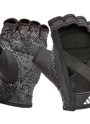 Перчатки для тренировок adidas women's, l (обхват 20-21.5 см), женские, черные, экокожа, для фитнеса и спорта (adgb-15023bk)