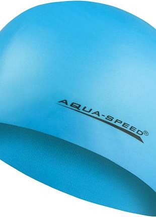 Шапочка для плавання aqua speed mega, силіконова, блакитна, універсальний розмір osfm (100-30)