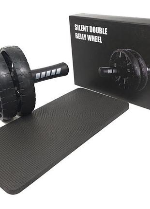 Ролик для пресу подвійний з килимком easyfit blm ef-1356 чорний