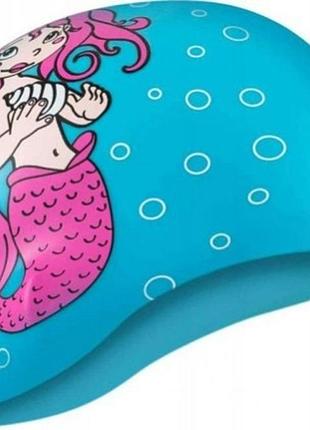 Шапочка для плавання aqua speed kiddie, дитяча, силіконова, блакитна, універсальний розмір osfm (142-mermaid)