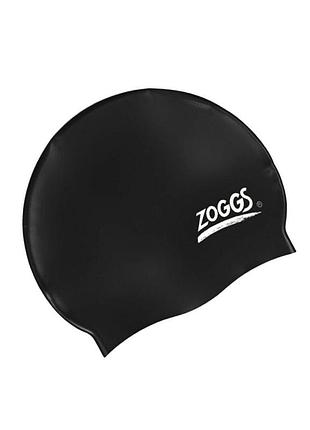 Шапочка для плавания zoggs, взрослая, силиконовая, черная, универсальный размер osfm (300771)