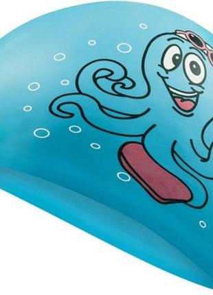 Шапочка для плавання aqua speed kiddie, дитяча, силіконова, блакитна, універсальний розмір osfm (142-octopus)