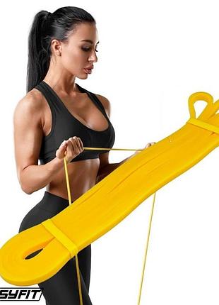 Эспандер-петля easyfit ef-2654-1, жёлтая, латекс, сопротивление 1–6 кг – для фитнеса и кроссфита