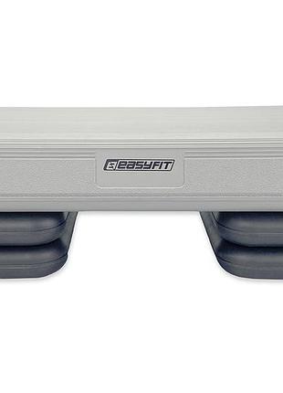 Степ-платформа 3-рівнева easyfit ef-0542 step-с 72×32,5 см, висота 10+5+5 см, для фітнесу, аеробіки й тренувань сірий