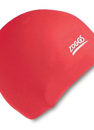 Шапочка для плавання дитяча zoggs junior silicone cap силіконова 6-14 років,червоний (465015.rd)