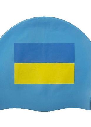 Шапочка для плавання zoggs logo ukraine, доросла, силіконова, синя, універсальний розмір osfm (455196.damfbl)