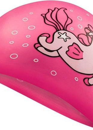 Шапочка для плавання aqua speed kiddie, дитяча, силіконова, рожева, універсальний розмір osfm (142-unicorn)