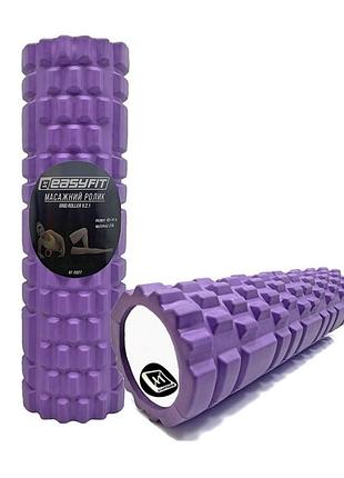 Массажный ролик easyfit ef-2027-v, eva-пена, фиолетовый, 45×14 см - для йоги, фитнеса, реабилитации