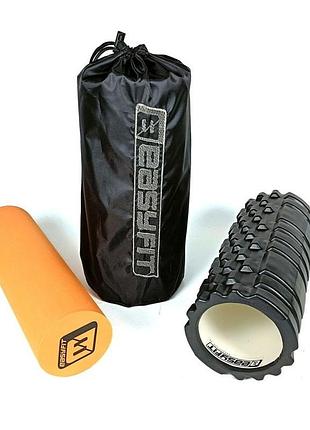 Масажний ролик easyfit ef-2025s-o 2-в-1, eva-піна, помаранчевий, 33×14 см - для йоги, фітнесу, реабілітації