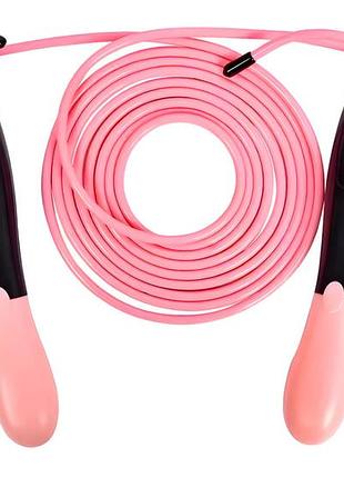 Скакалка швидкісна easyfit ef-1916-bp з лічильником 2,8 м чорно-рожевий