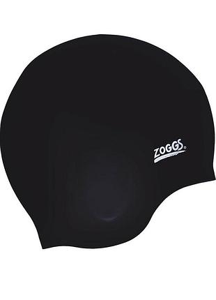 Шапочка для плавання zoggs ultra-fit silicone cap силіконова із захистом вух чорний (300767.bk)