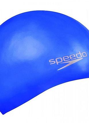 Шапочка для плавания speedo moulded cap, взрослая, силиконовая, синяя, универсальный размер osfm (8-709842610)