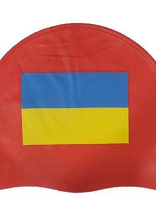 Шапочка для плавання zoggs logo ukraine, доросла, силіконова, червона, універсальний розмір osfm (455196.damfrd)