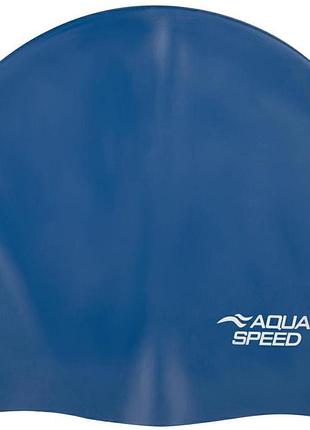 Шапочка для плавання aqua speed mono xl, силіконова, синя, універсальний розмір osfm (279-01)