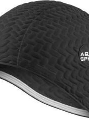 Шапочка для плавания aqua speed bombastic tic-tak, для длинных волос, латексна, черная, универсальный размер osfm (117-07)