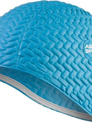 Шапочка для плавания aqua speed bombastic tic-tak, для длинных волос, латексна, голубая, универсальный размер osfm (117-01)