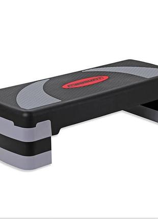 Степ-платформа 3-рівнева easyfit ef-0541 step-b, 78×29 см, висота 10+5+5 см, чорна з сірою — для фітнесу, аеробіки й тренувань